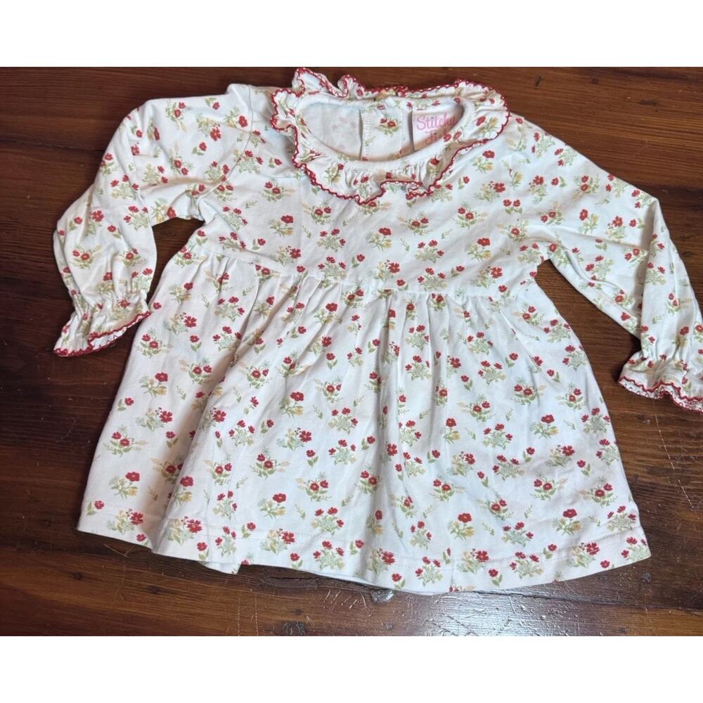 Cream Floral Long-Sleeve Girls' Casual Dress